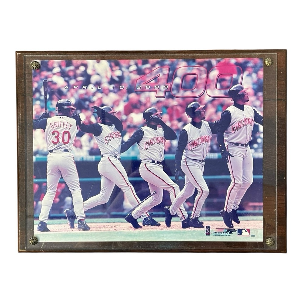 Ken Griffey Jr. #30 April 10 2000 400th Home Run Cincinnati Reds 12" x 9" Plaque
